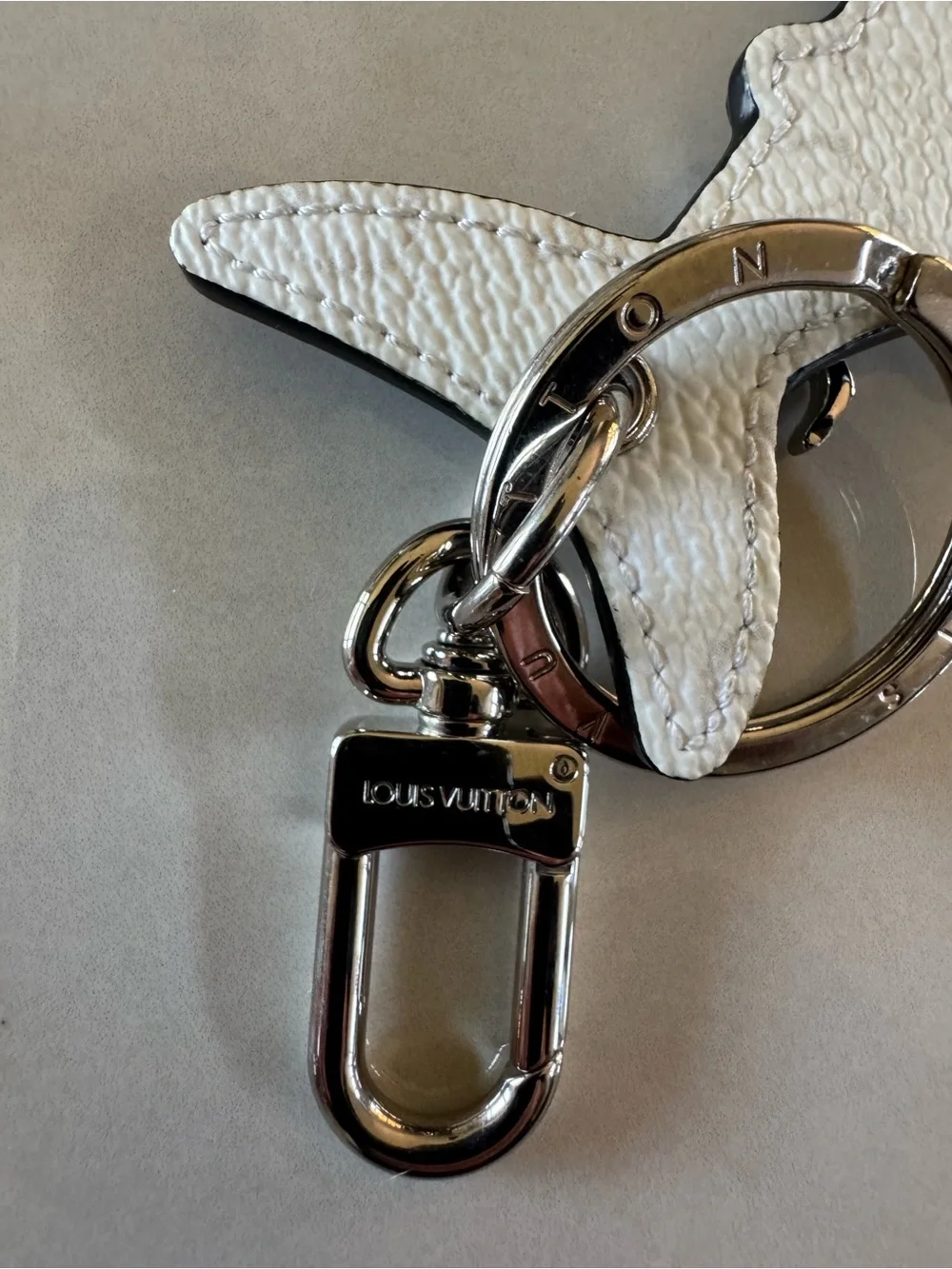 Louis Vuitton Navy and White Shark Key Charm with Silver Hardware